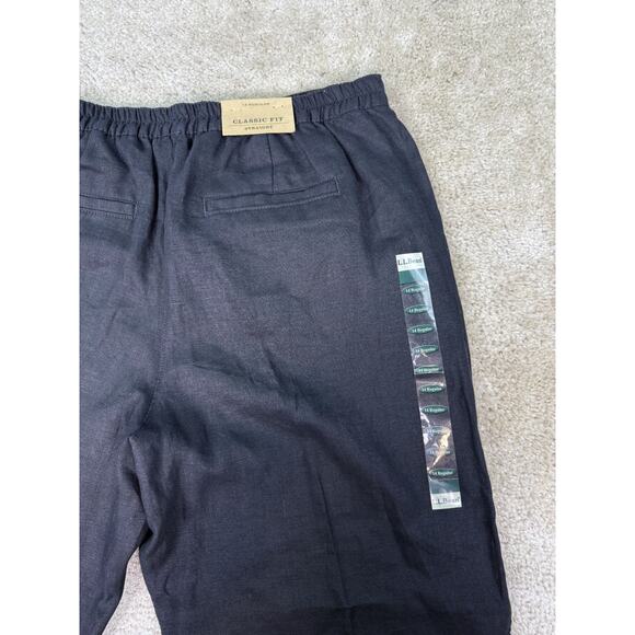 LL Bean Premium Linen Pants WIDE LEG Black Womens Sz 14 Beach NWT B608 - Picture 7 of 10